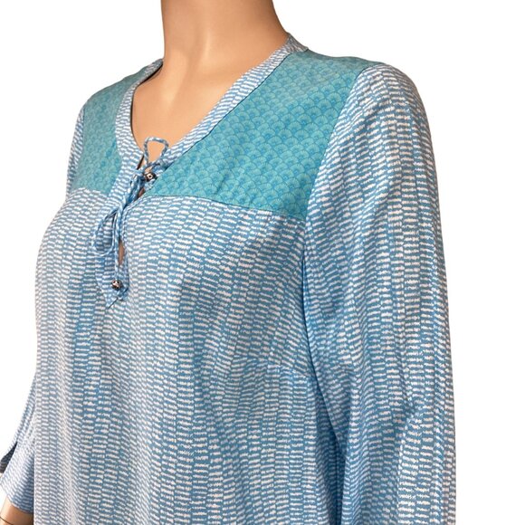 J Jill Top Size XS Xsmall NWT Aegean Tunic Womens Blue Patterned Geometric - Picture 5 of 7